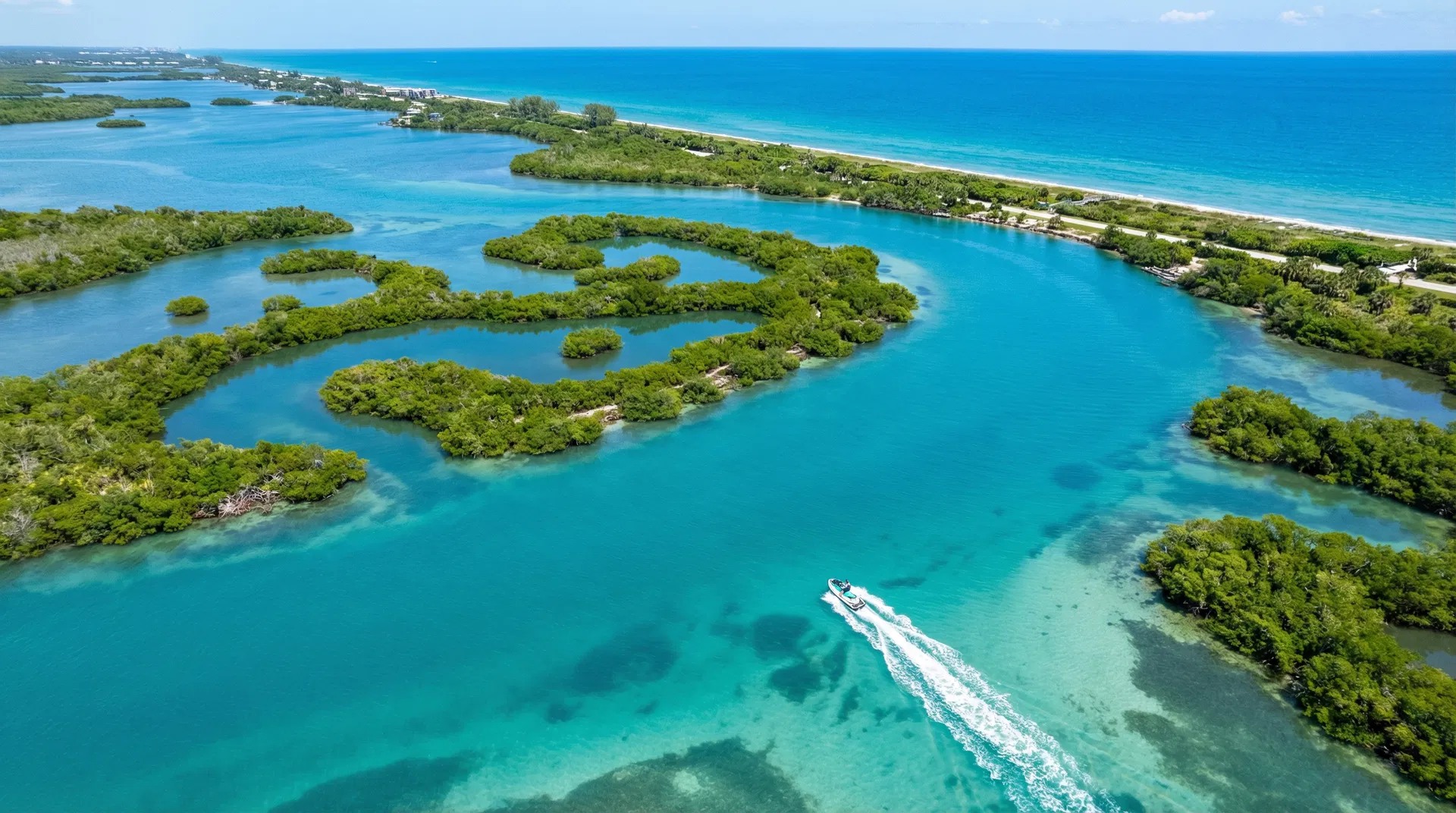 Aerial view of the Treasure Coast waterways