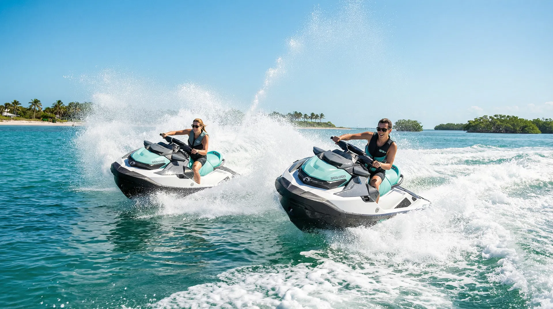 Jet ski action on the water